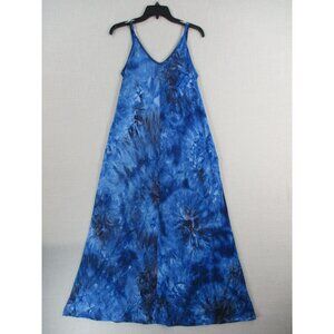 Blue Tie-Dye Maxi Dress By Ninexis With Adjustable Straps Sleeveless Lightweight